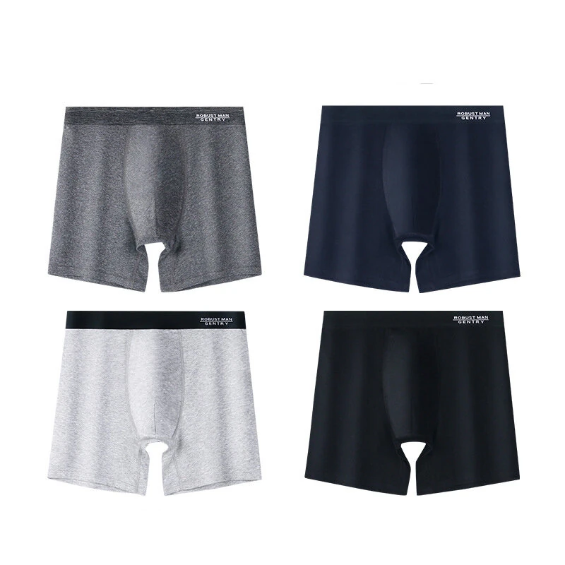 4pcs Cotton Long Style Men's Underwear Anti-wear Legs Comfortable Sports Boxer Briefs Set Anti-roll Hem Mid-waist Boxer Shorts Underwear Set (image for) 4pcs Cotton Long Style Men's Underwear Anti-wear Legs Comfortable Sports Boxer Briefs Set Anti-roll Hem Mid-waist Boxer Shorts Underwear Set