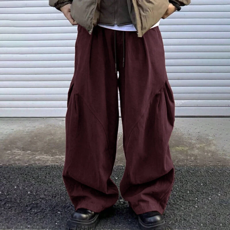 (image for) INCERUN Mens Casual Deconstructed Pleated Carrot Pant Casual Daily Solid Color Design Long Trousers Male S-5XL